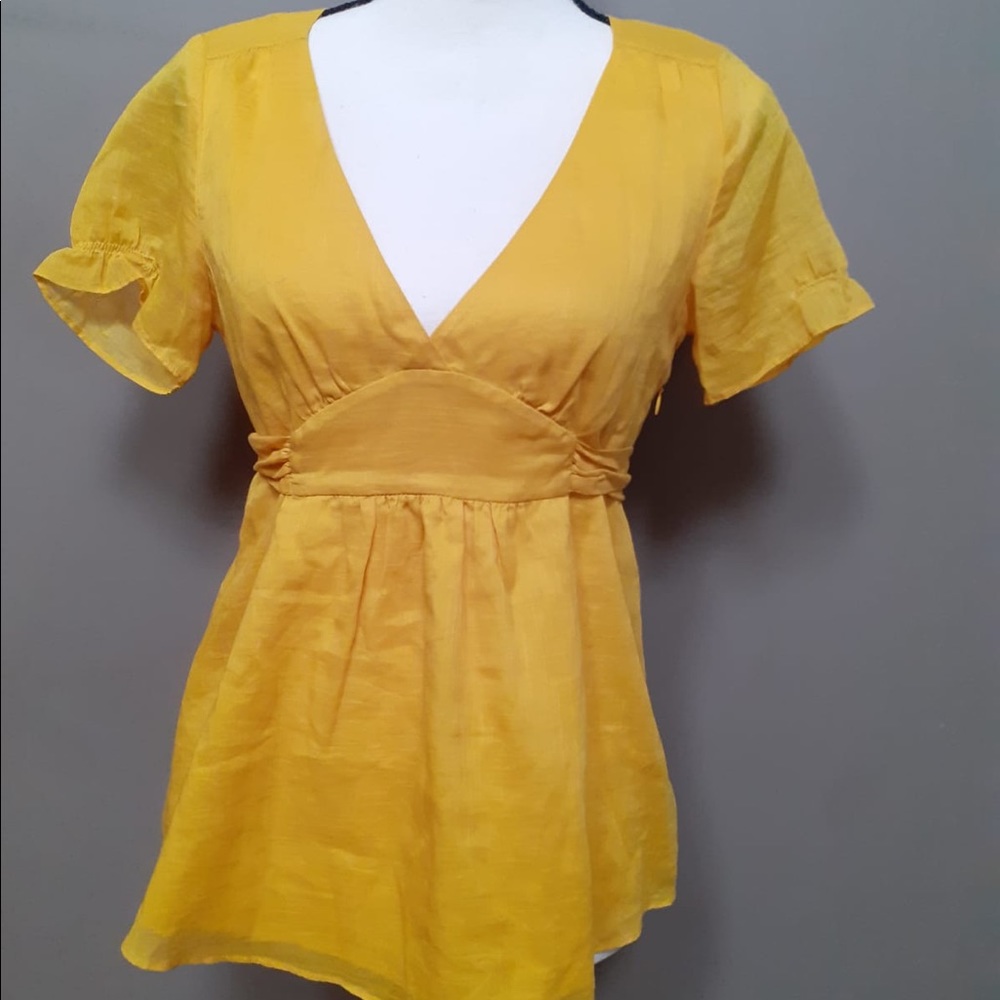 J.Crew mustard yellow puff sleeve blouse